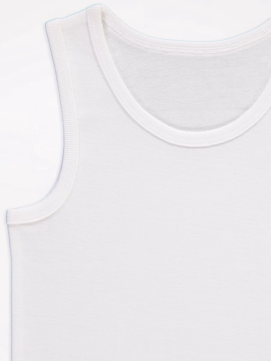 White Ribbed Vests 5 Pack detail 1