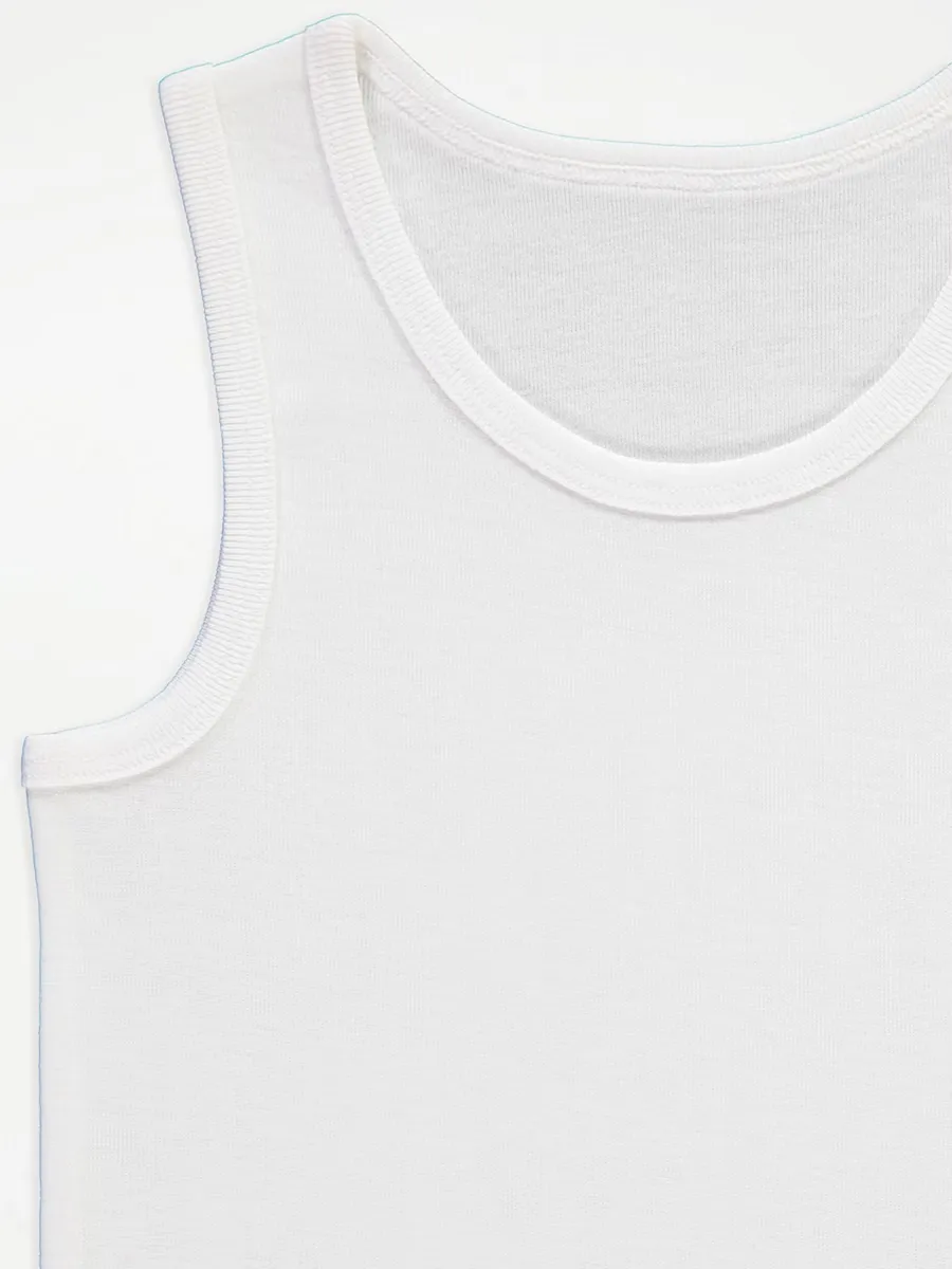 White Ribbed Vests 5 Pack