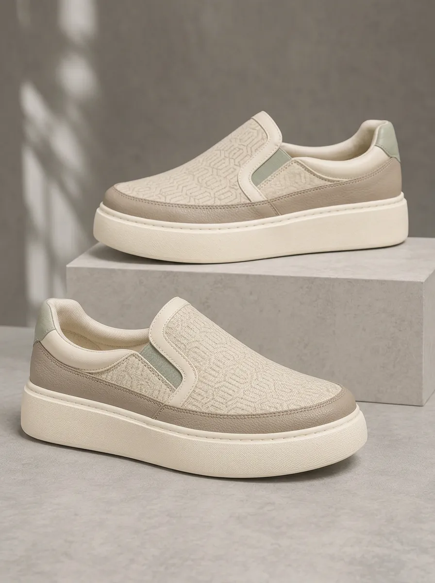 Men's Urban Geometric Pattern Slip-on Printed Shoes
