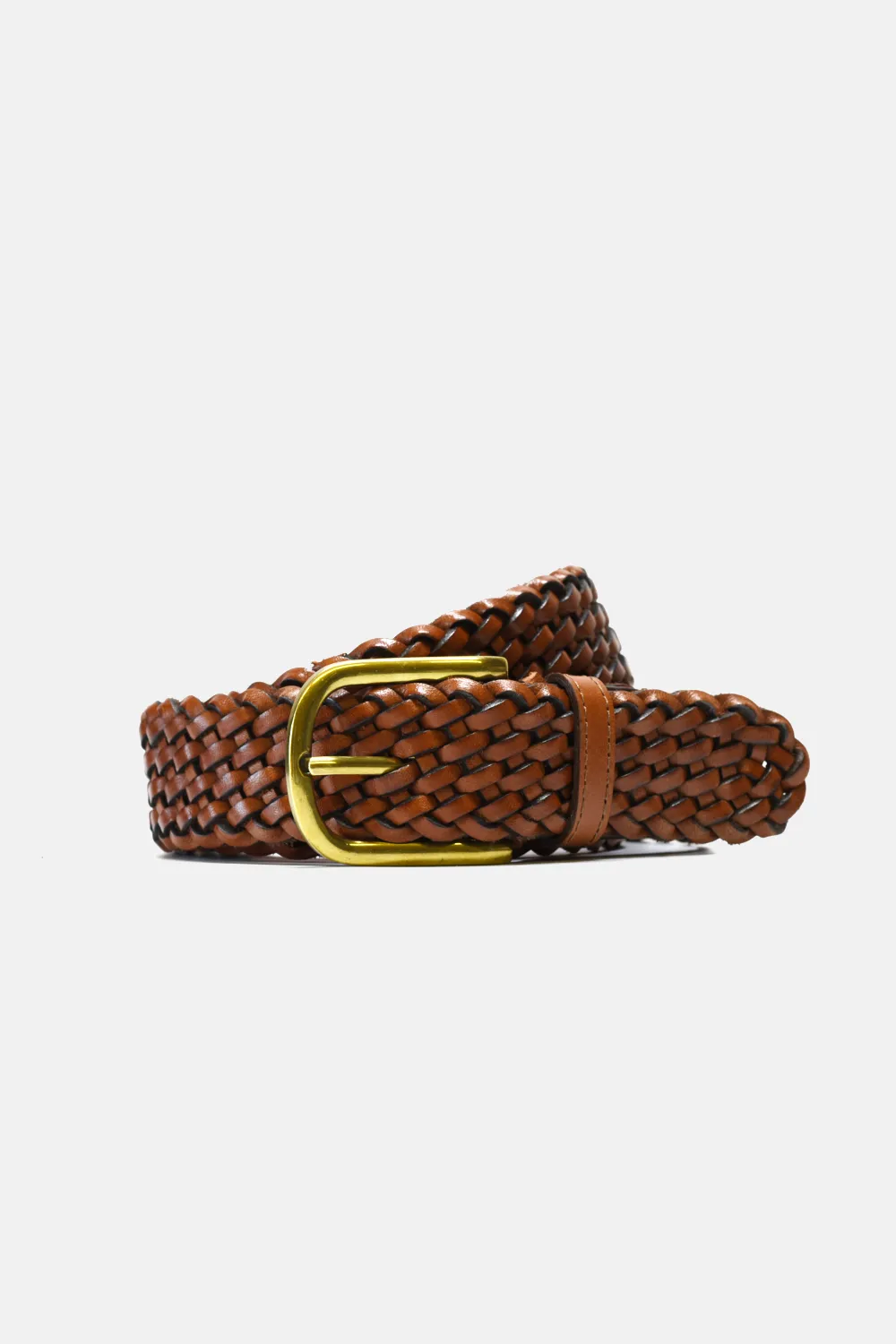 Woven Leather Buckle Belt