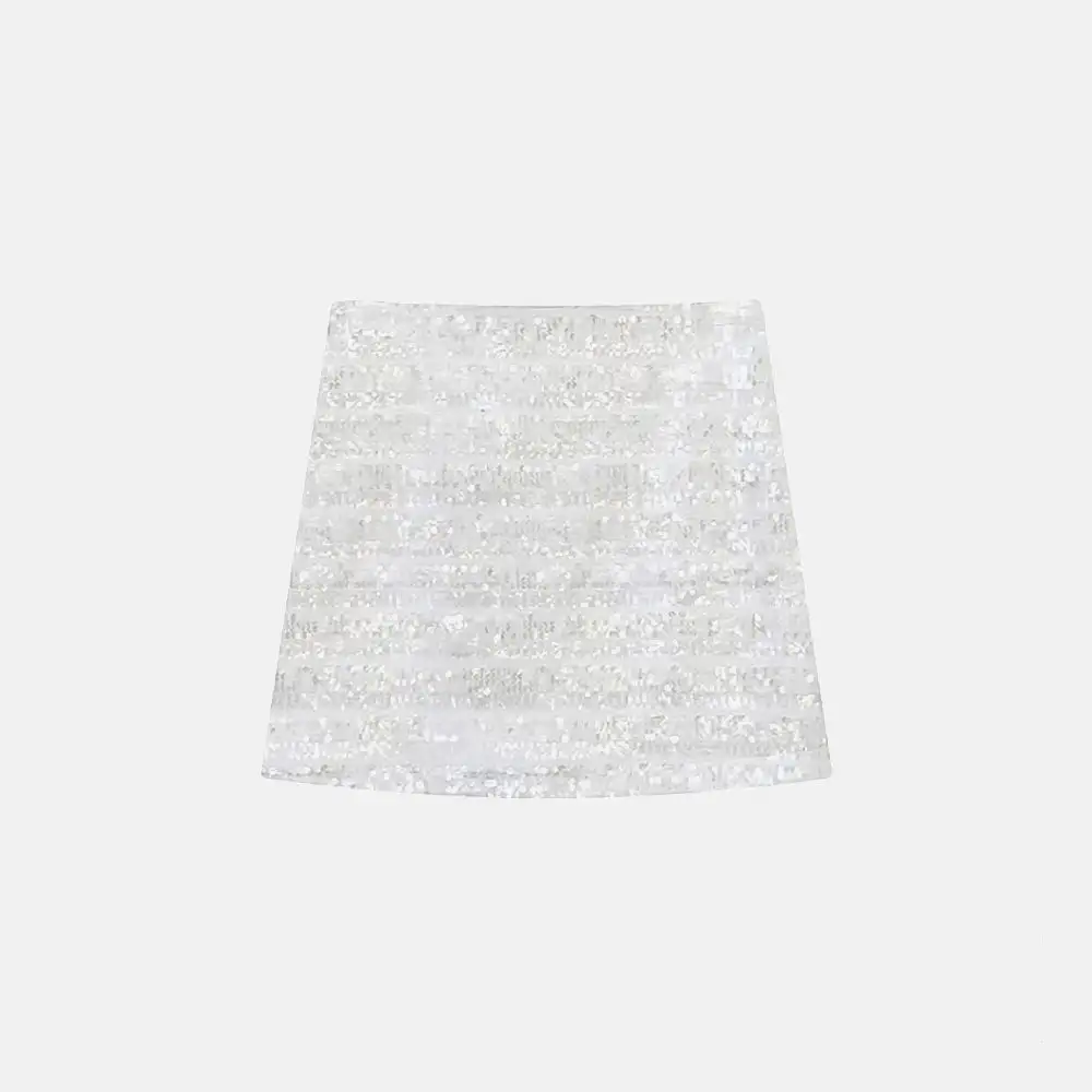 Stripe Acrylic Sequin Mini Skirt