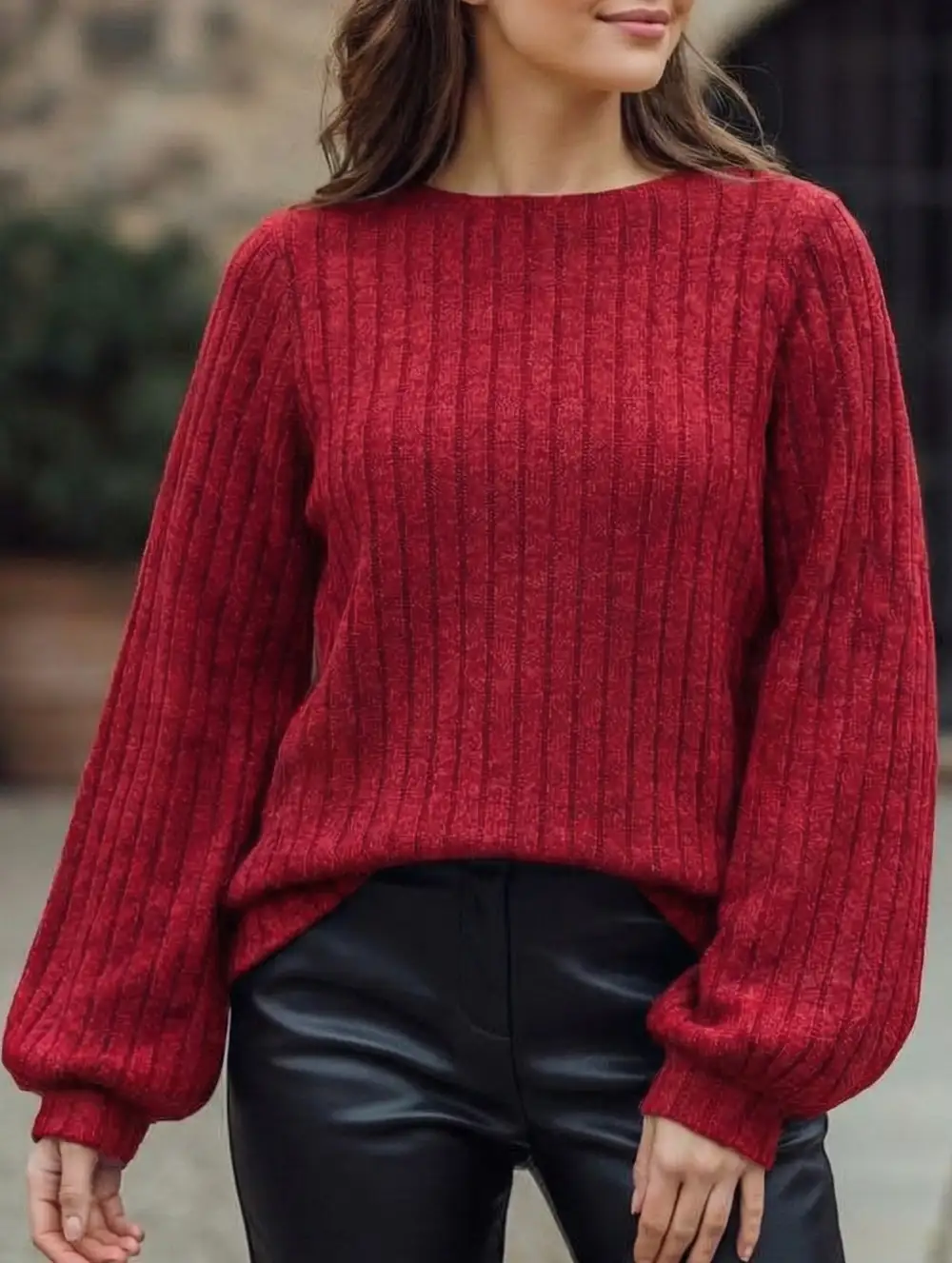 Plus Size Lantern Sleeve Top
