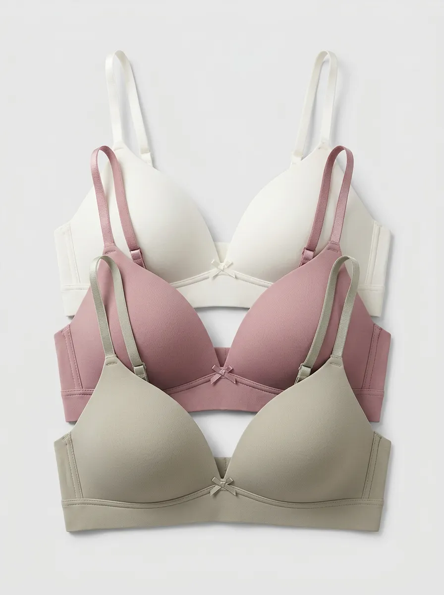 Textured Bow-Detail Women's Three-Piece Bra Set