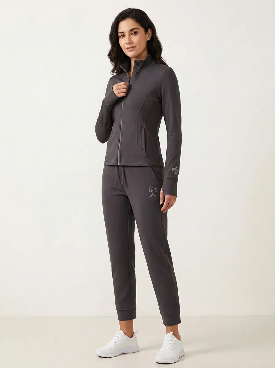 Women's Athletic Fitness Blue Minimalist Graphic Tracksuit