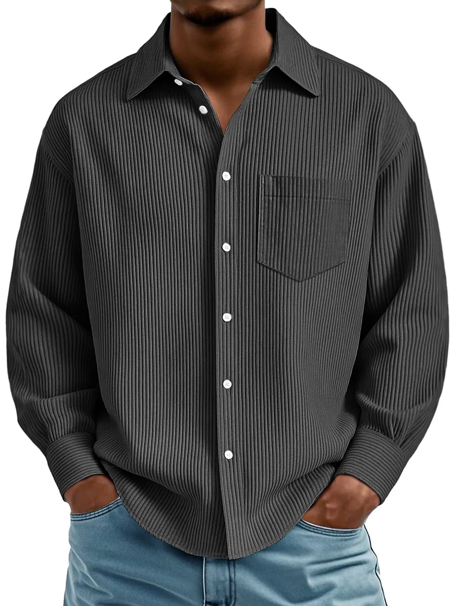 Ribbed Knit Pocket Shirt