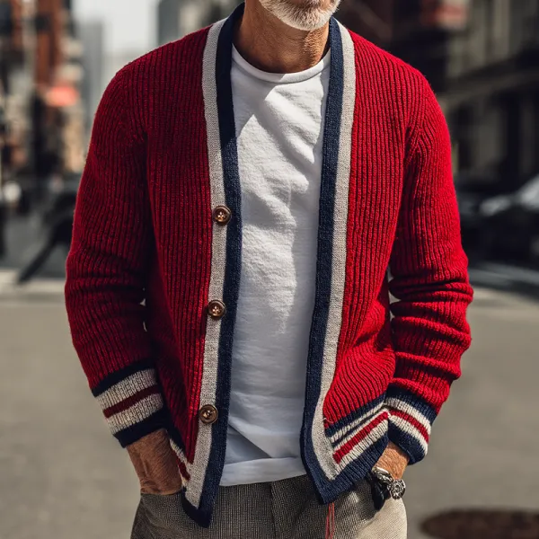 Ribbed Button Knit Cardigan