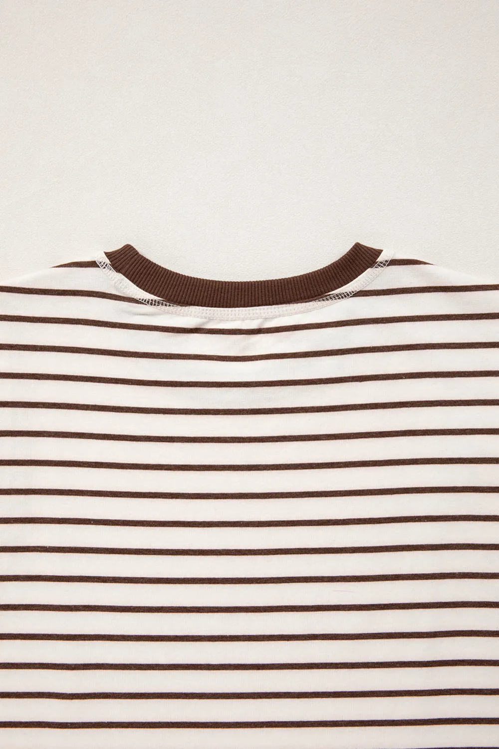 Brown Stripe Ribbed Round Neck Tank Top