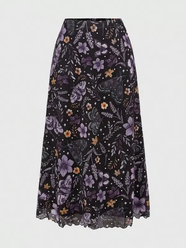 Print Flowy Midi Skirt