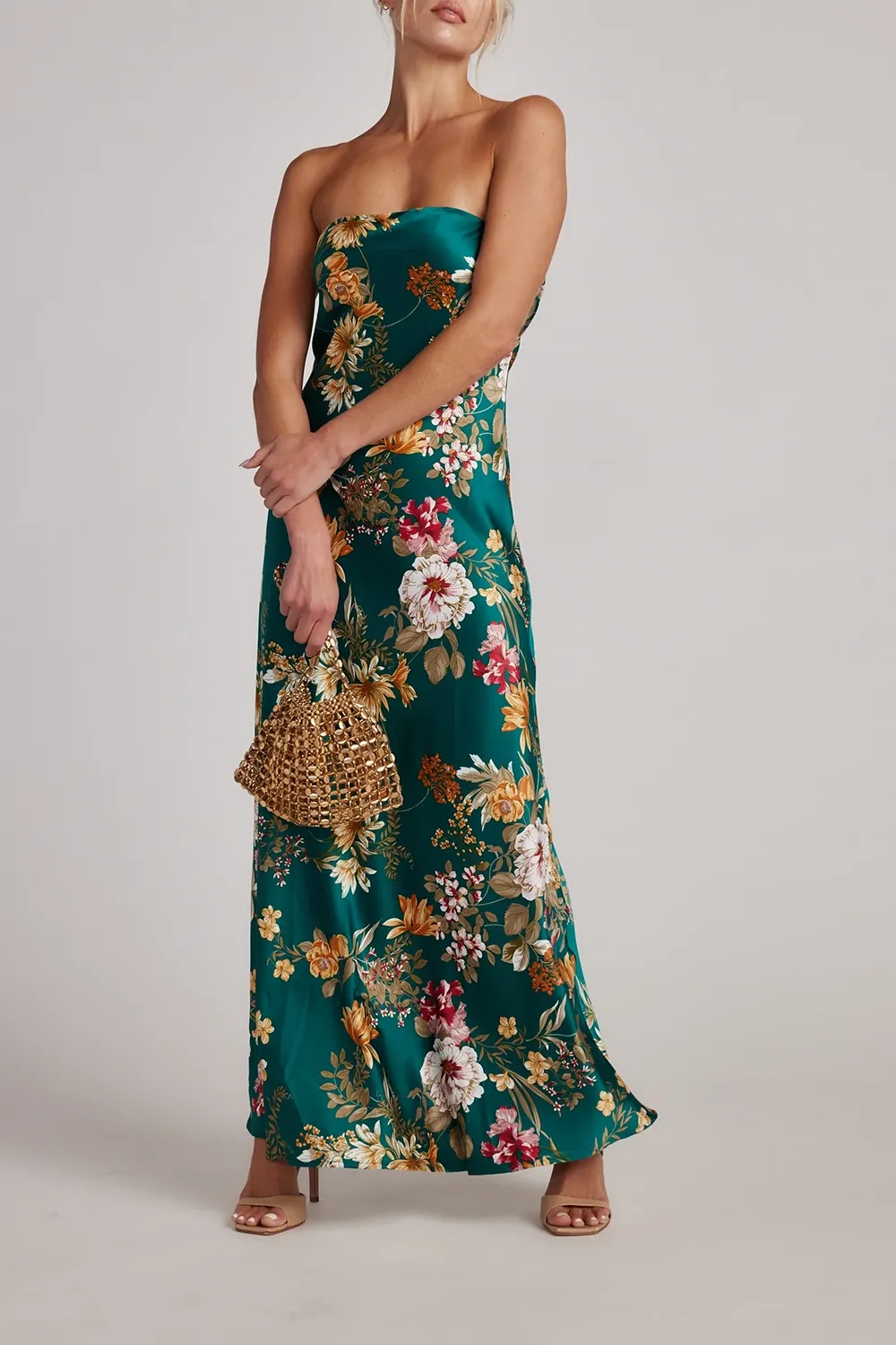 Blue And Gold Watercolor Maxi Dress