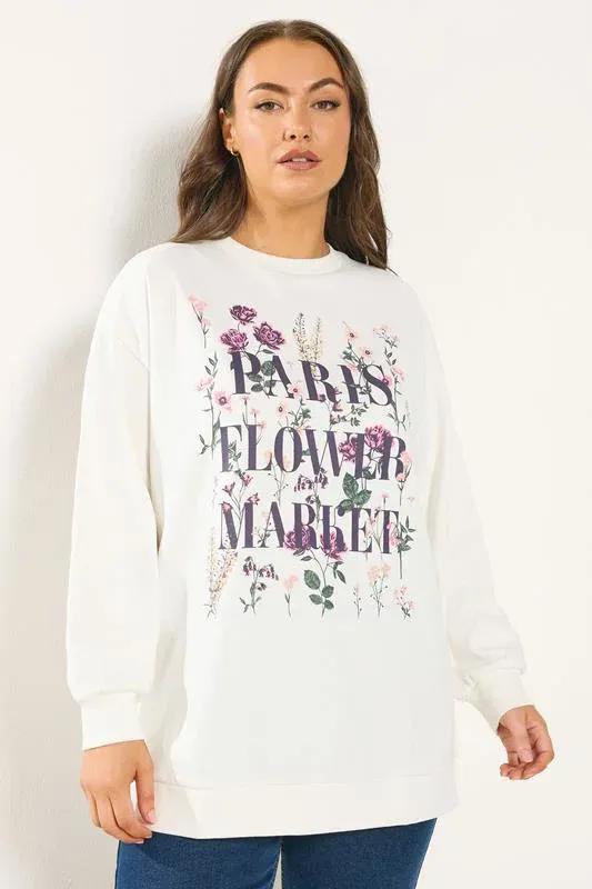 White 'Paris Flower Market' Floral Sweatshirt