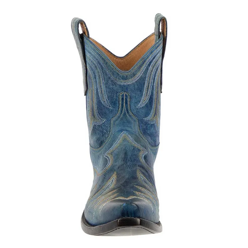 Faux-Leather Embroidered Snip-Toe Chunky-Heel Western Boots