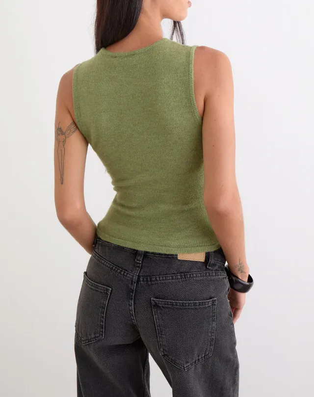 Beaded Keyhole Knit Tank Top