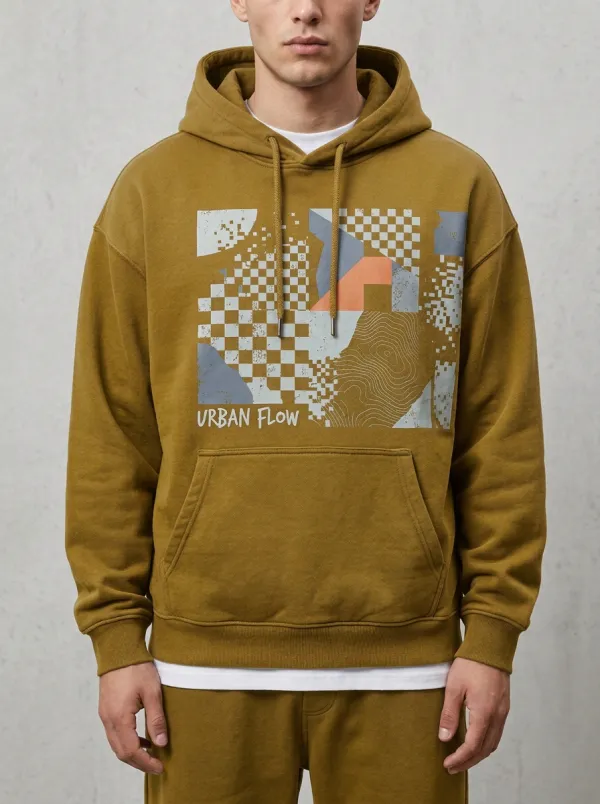 Checkered Geometric Men's Graphic Hoodie