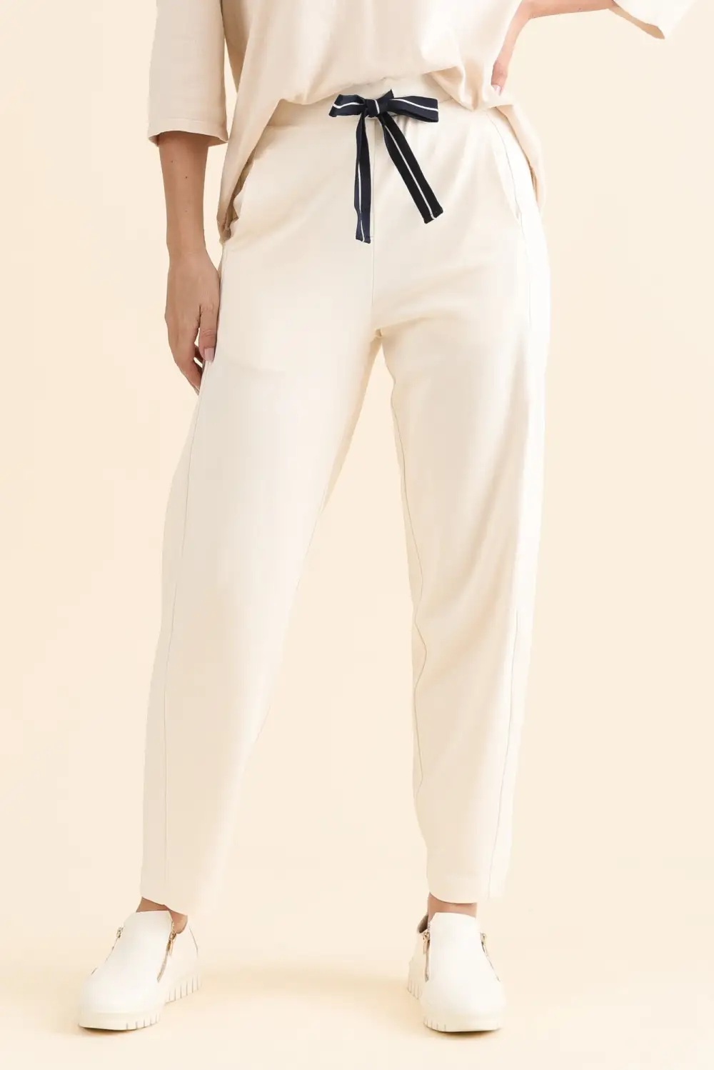 Cotton High Rise Drawstring Pants