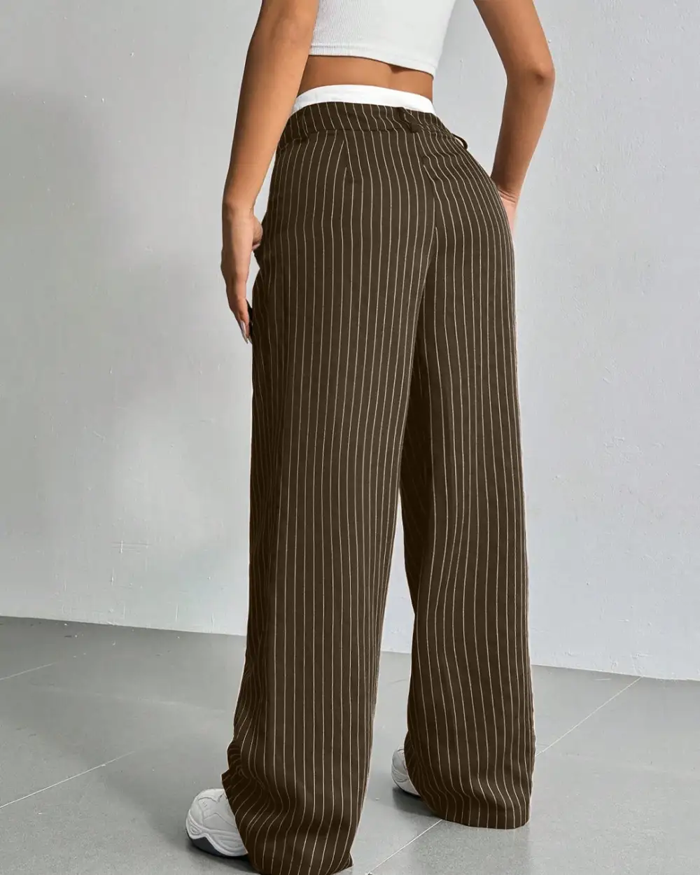 Striped Tailored Wide Leg Trousers