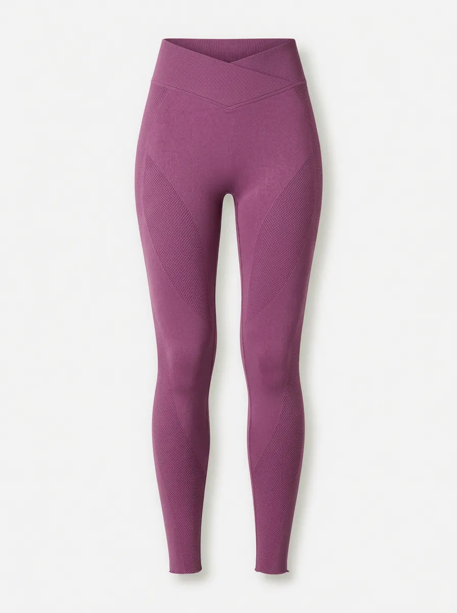 Women's Fitness Yoga V-Cross Waist Seamless Textured Leggings