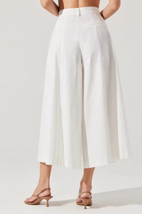 White Pleated High Waist Culottes