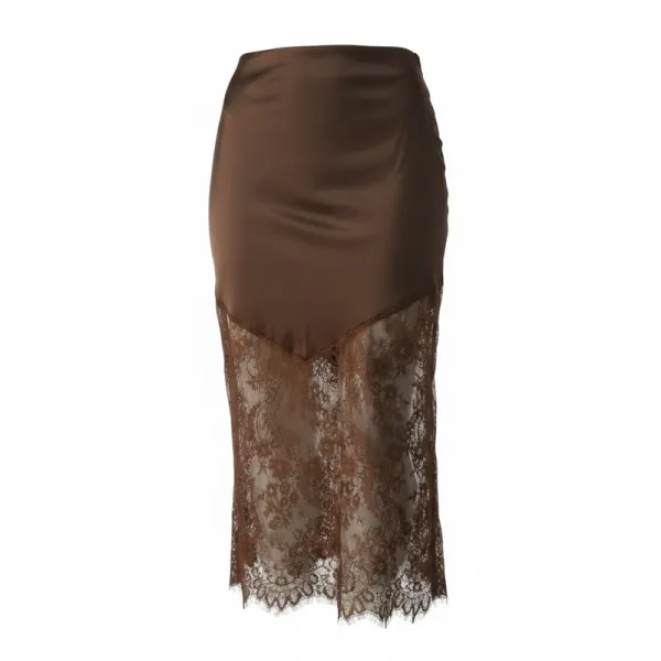 Satin Lace Patchwork Skirt