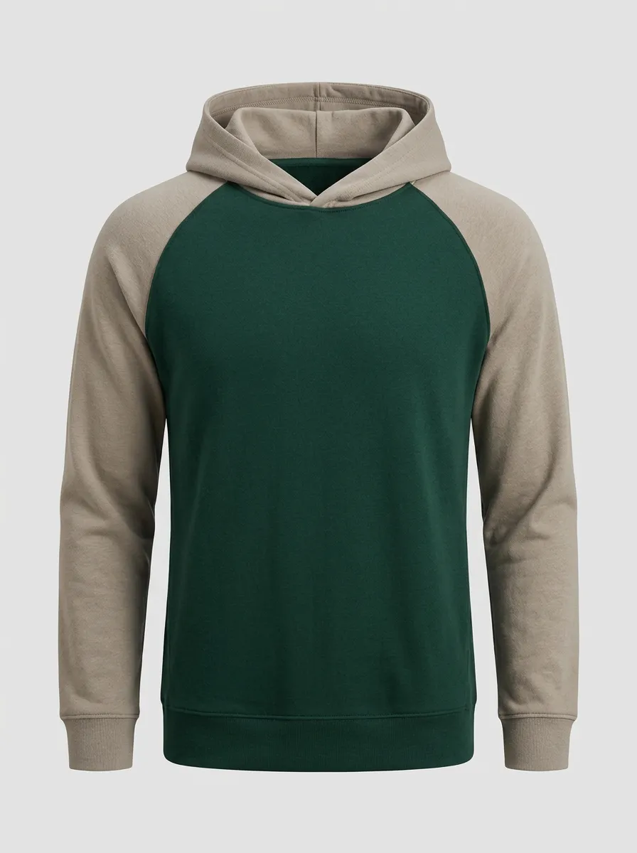 Men's Two-Tone Graphic Raglan Colorblock Pullover Hoodie