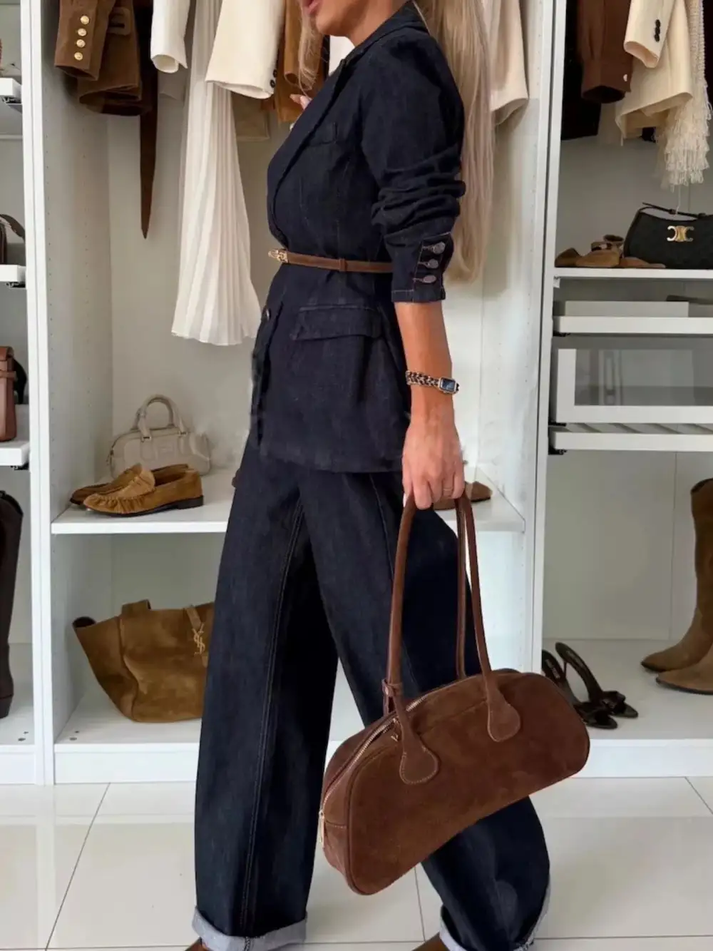 High Waist Wide Leg Washed Denim Jeans