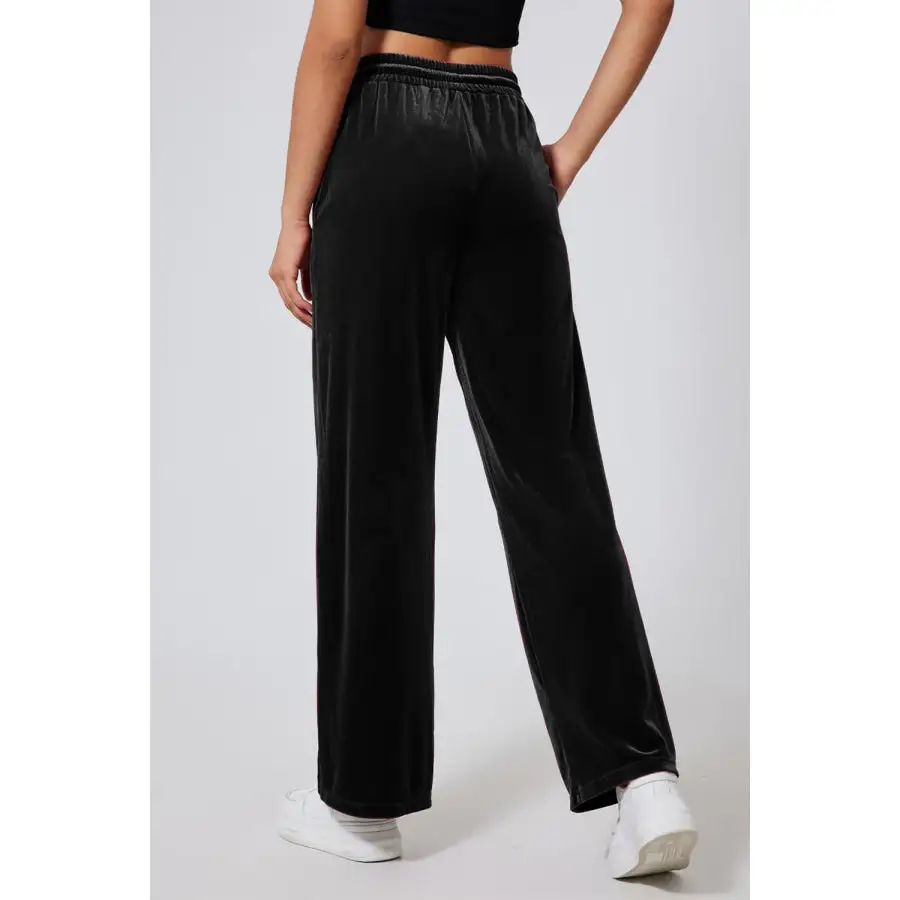 Drawstring Elastic Waist Straight Leg Pants