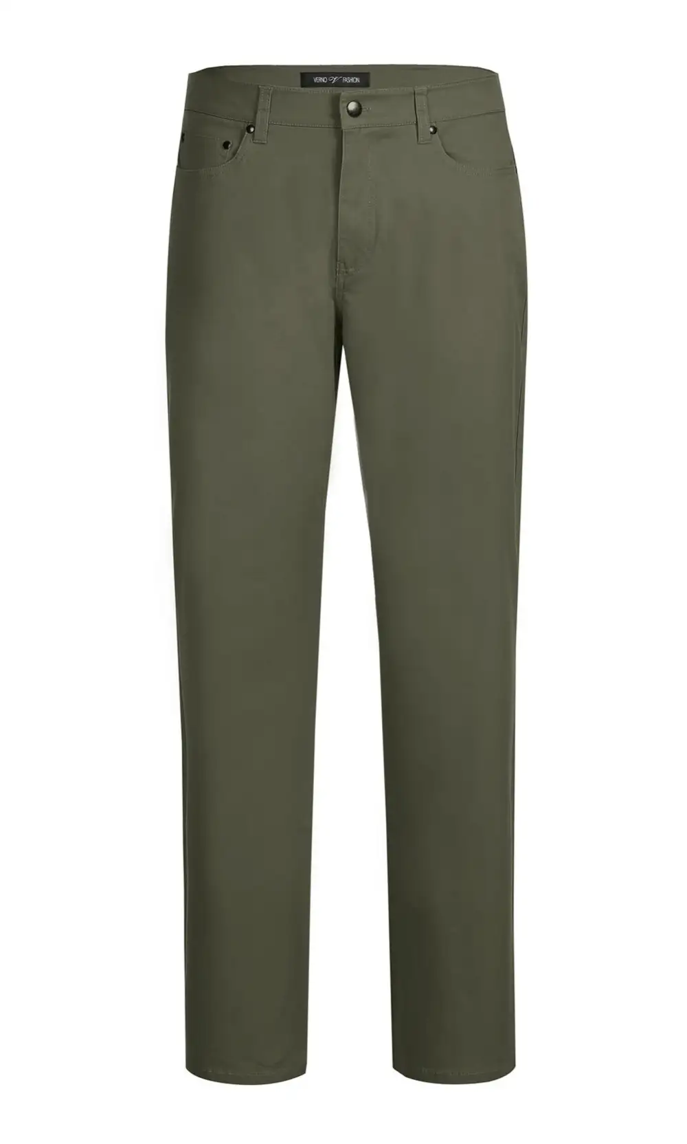 Olive Cotton Flat Front Dress Pants