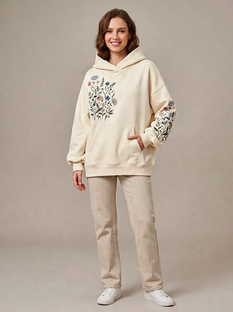 Women's Layering Botanical Floral Graphic Nature Inspired Hoodie