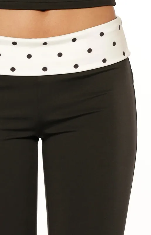 Black Polka Dot Foldover Capri Pants