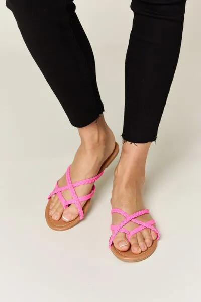 Open-Toe Crisscross Flat Sandals