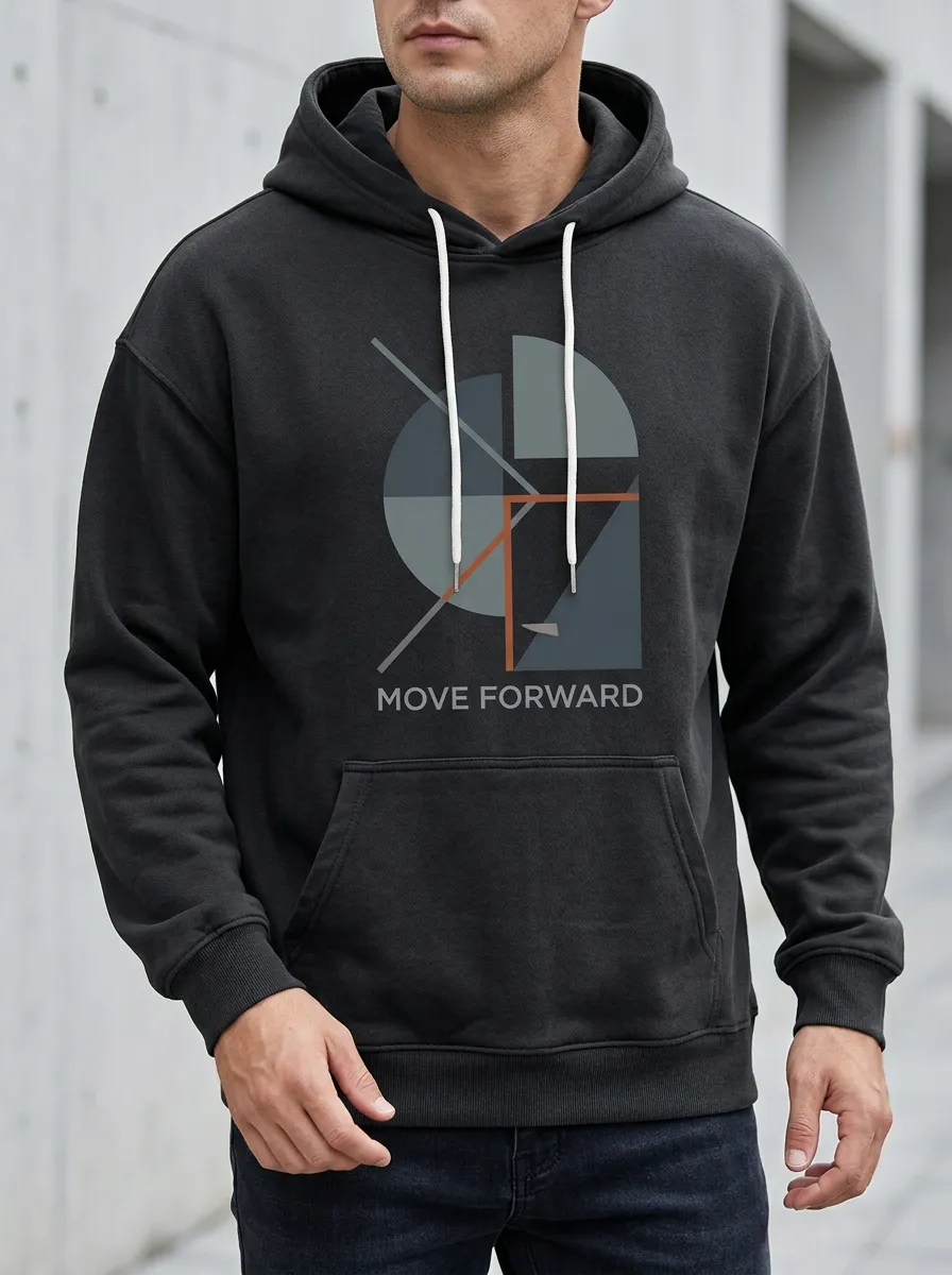 Men's Geometric Abstract Move Forward Print Hoodie
