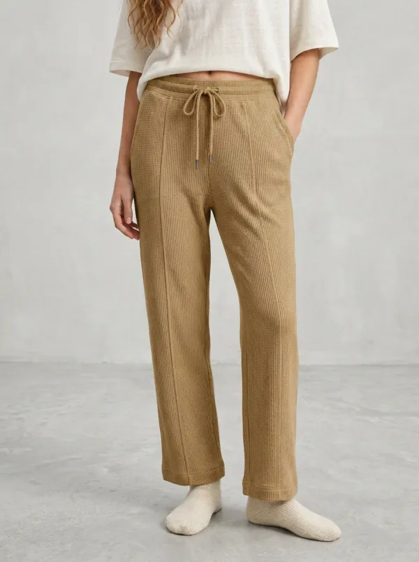 Women's Casual Lounge Waffle Knit Drawstring Jogger Pants