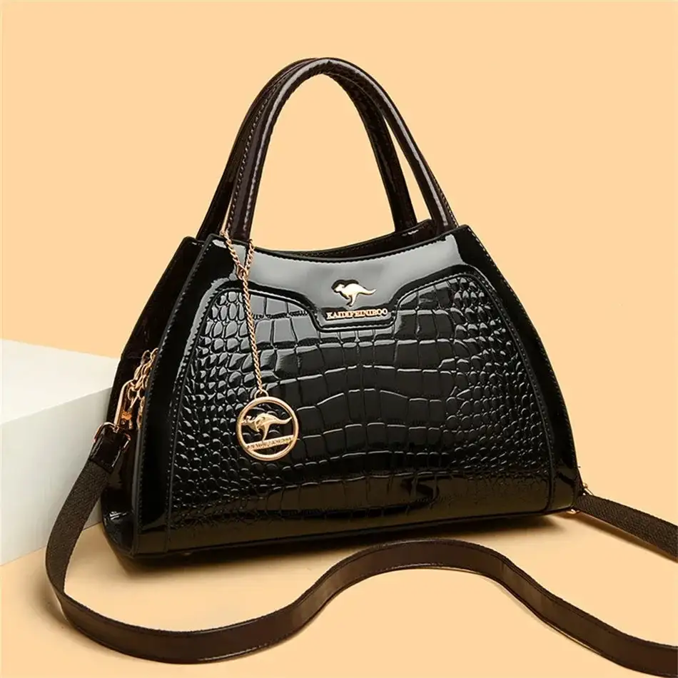 Sophisticated Edge: Crocodile-Pattern Designer Leather Handbag