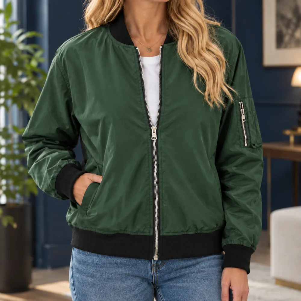 Ribbed Trim Jacket