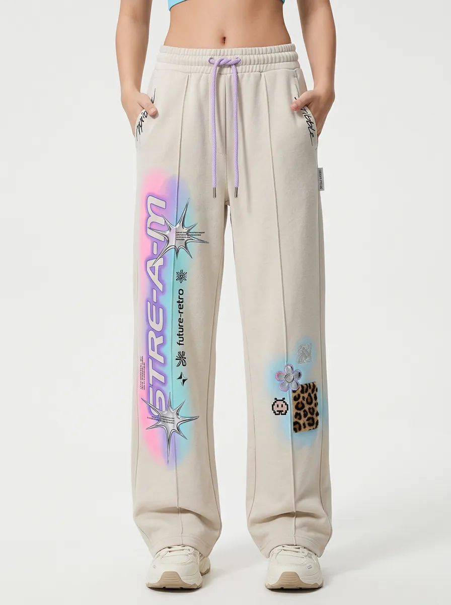 Unisex Streetwear Floral Leopard Star Sweatpants