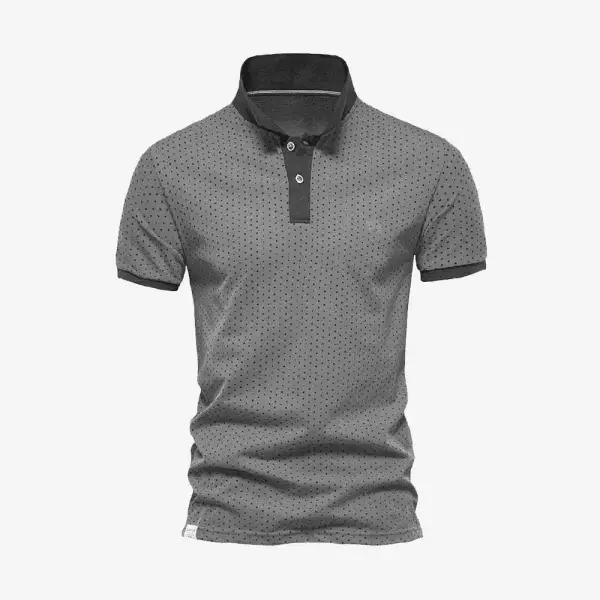 Polka Dot Polo Collar Short Sleeve Polo Shirt