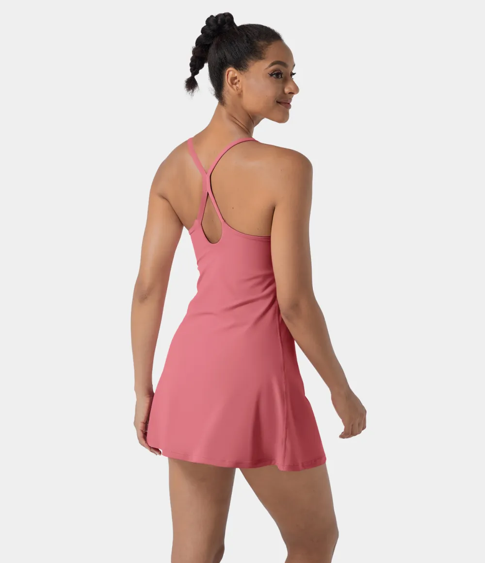 Softlyzero Airy Backless Cut Out 2-in-1 Pocket Cool Touch Mini Activity Dress