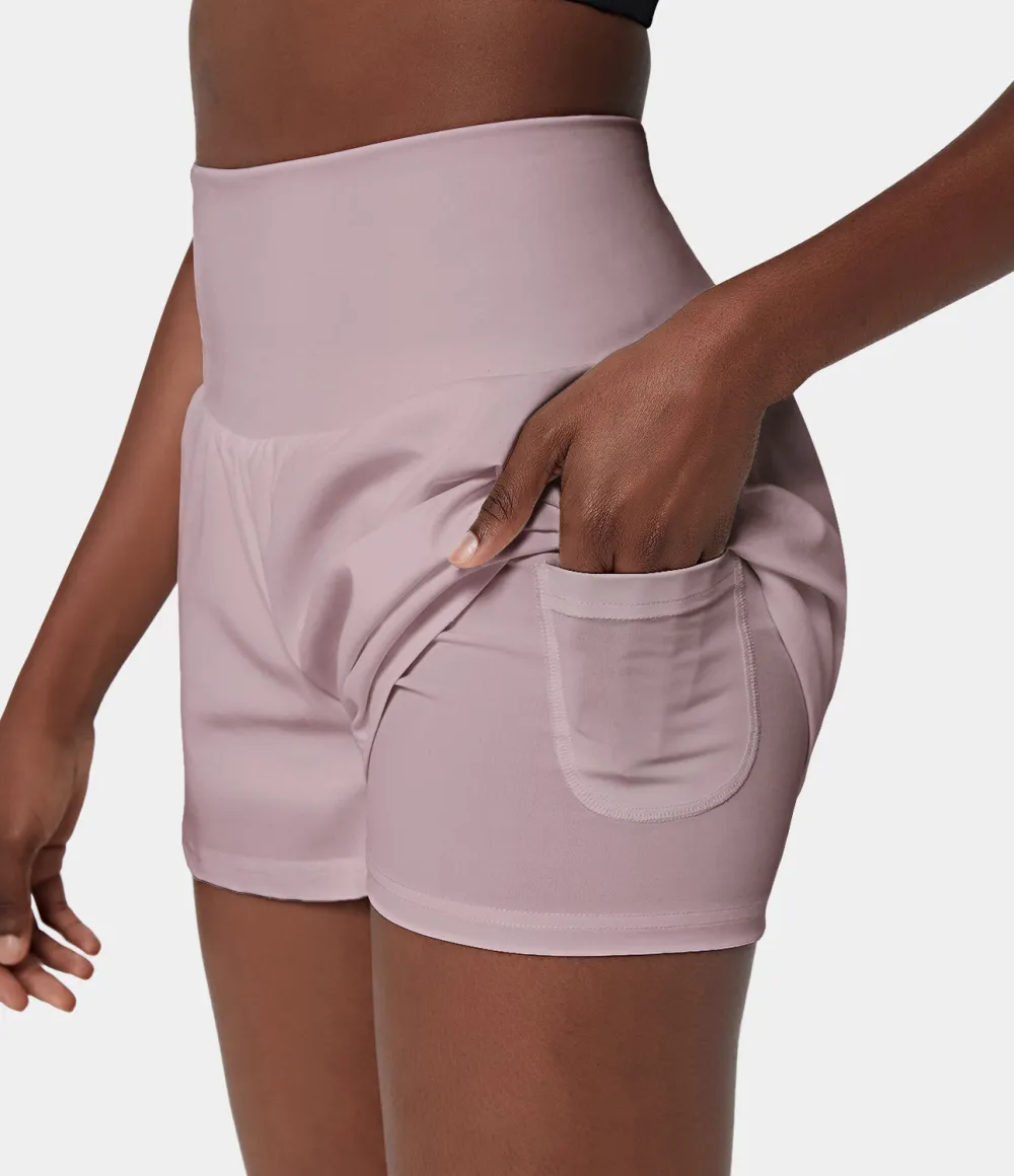 2026🔥  Super High Waisted Back Pocket & Side Hidden Pocket 2-in-1 Yoga Shorts 2.5