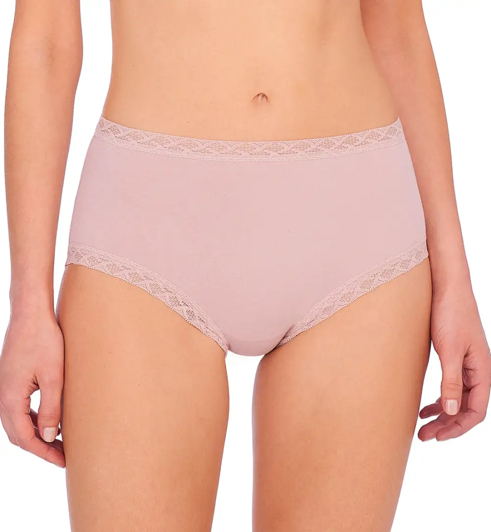Classic High-Waist Stretch-Lace Cotton Full-Coverage Brief Panty