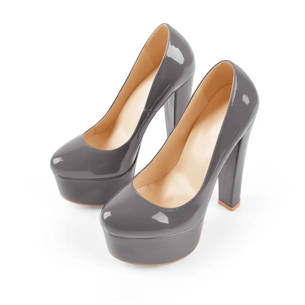 Leopard Pattern Round Toe Platform Chunky Heel Pumps