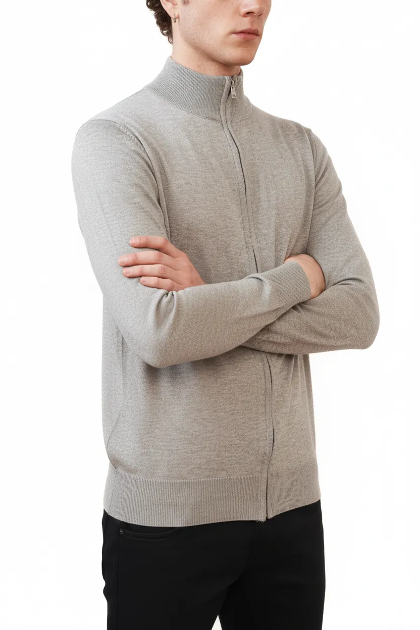 Refined Regular Fit Full Zip Viscose Knit Vest