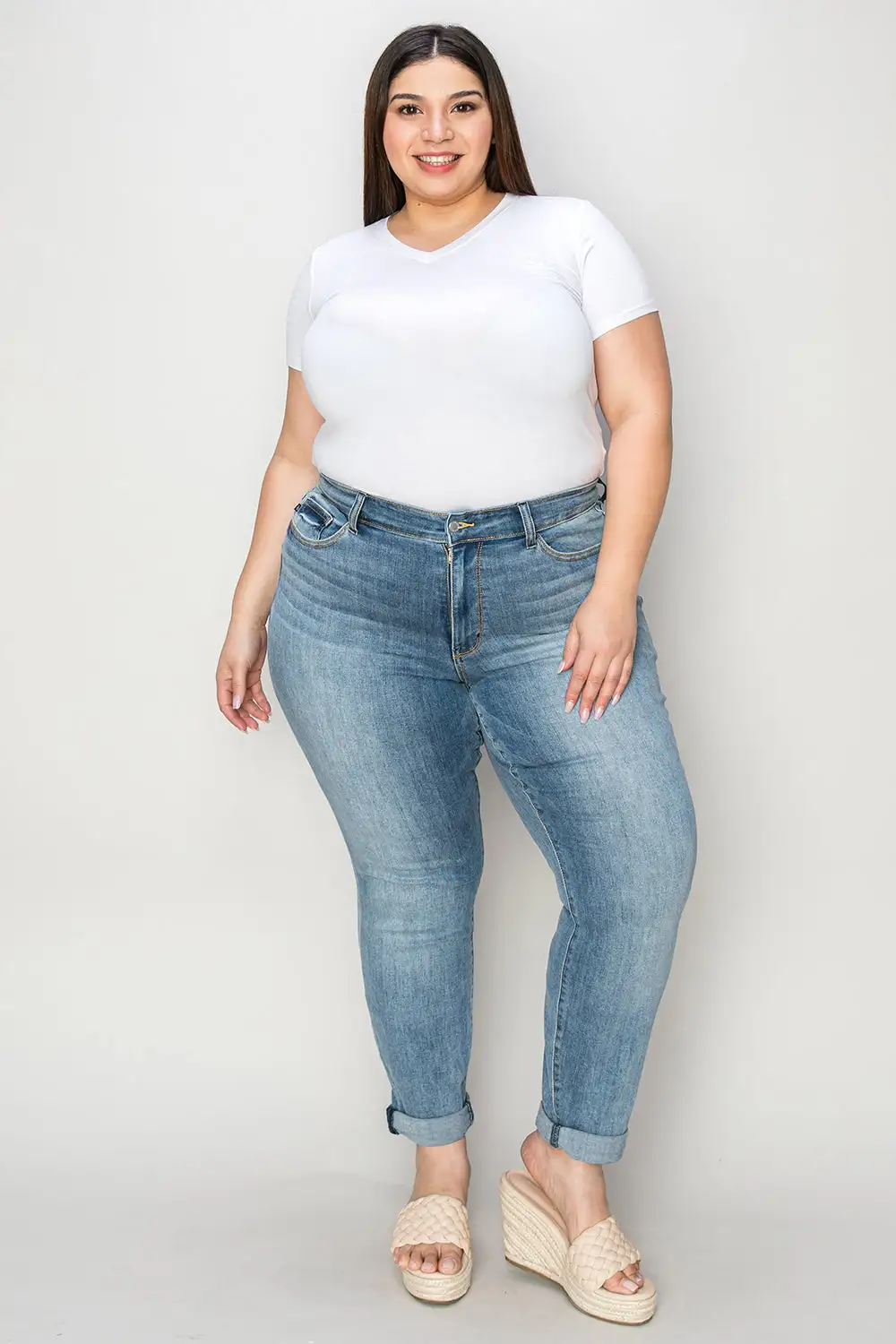 Clean Cuffed Denim Jeans