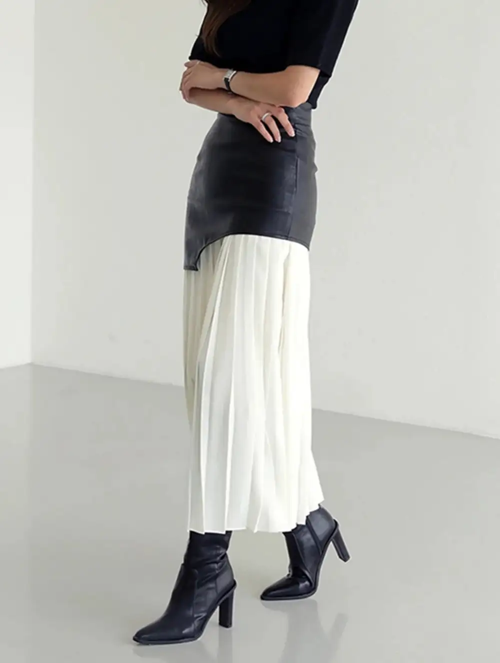 Patchwork Pleated Maxi Skirt