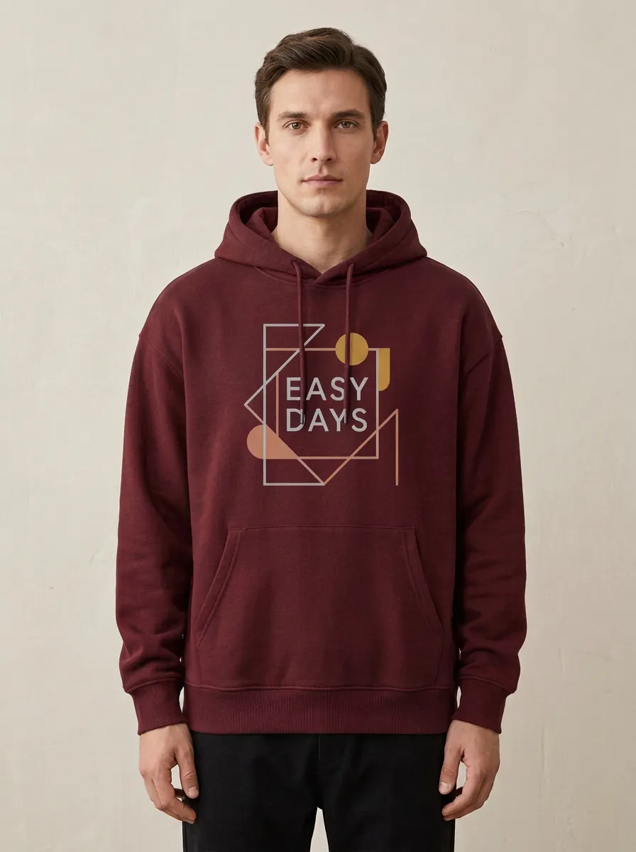 Men's Geometric Graphic Relaxed Ribbed Hoodie