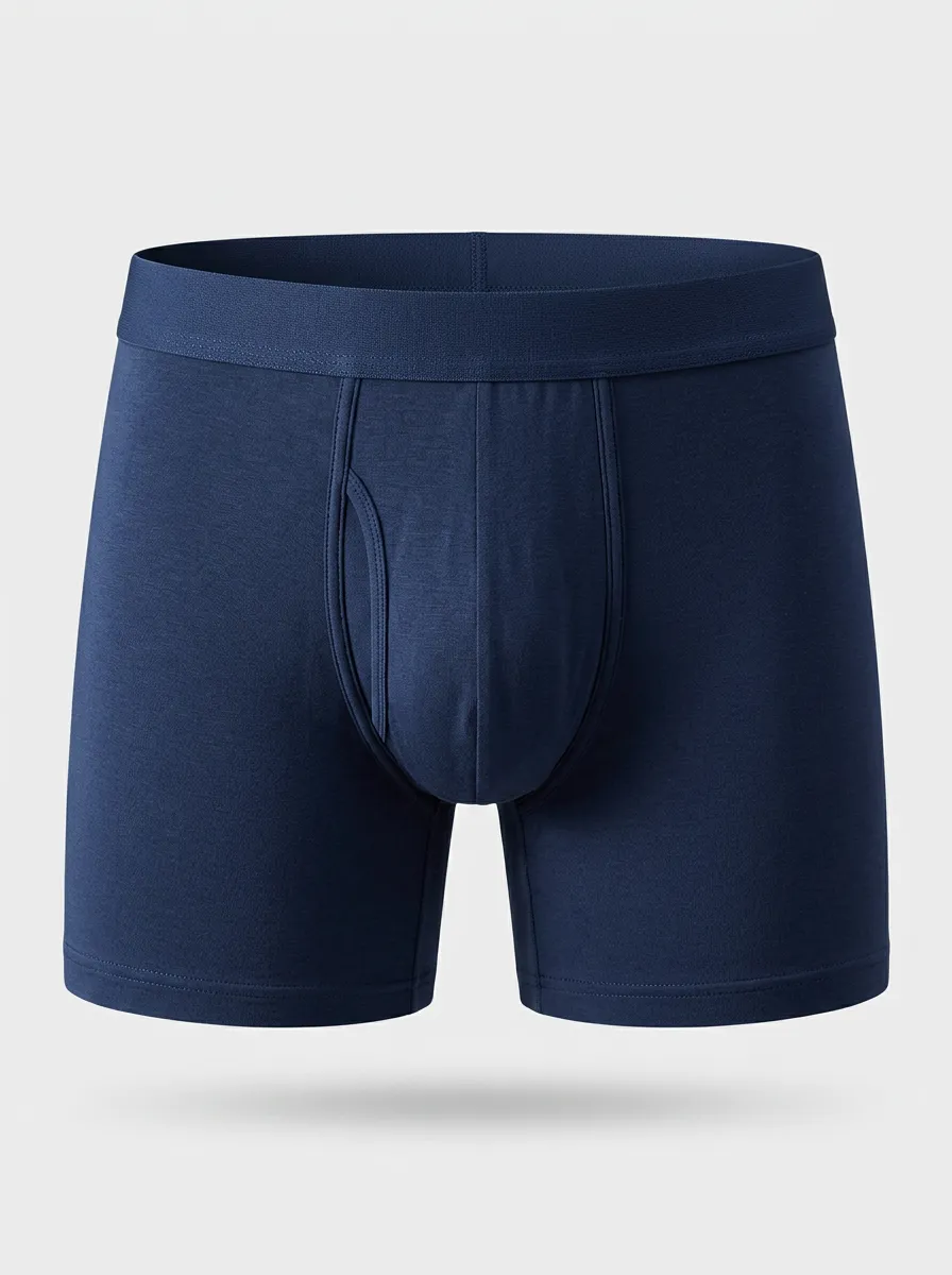 Men's Solid Navy Blue Minimalist Printed Boxer Briefs