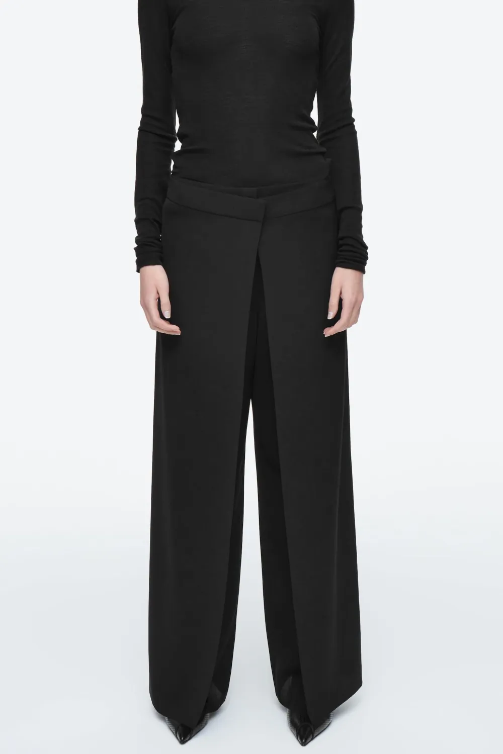 Straight-Leg Wrap-Front Trousers