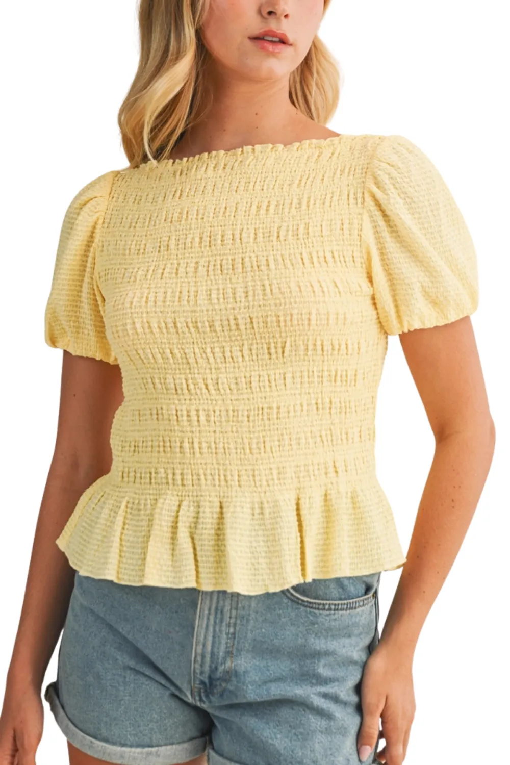 Smocked Puff Stripe Top