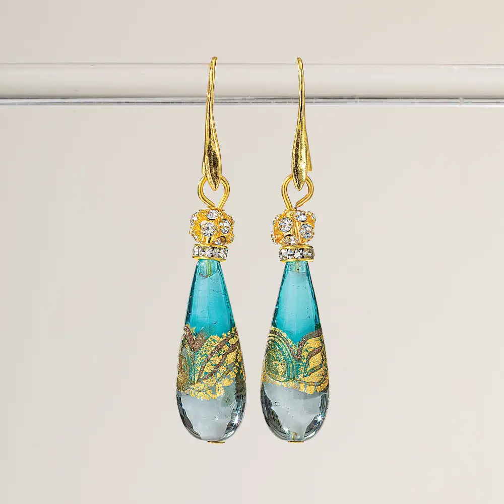 Textured Glass Teardrop Earrings