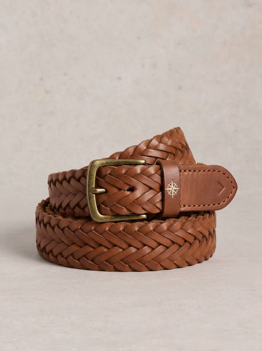 Men's Heritage Vintage Compass Braided Leather Belt