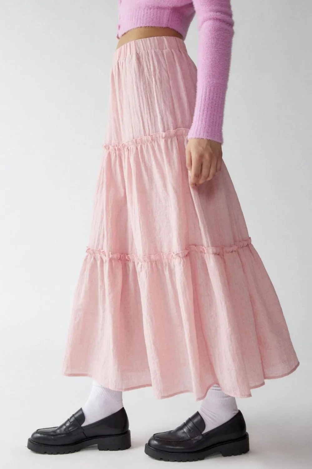 Frill Elastic Waist Skirt