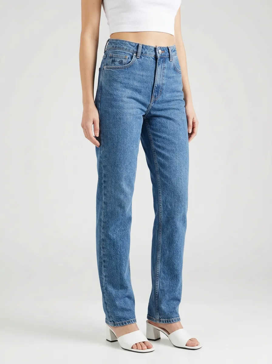 Women's Classic Contrast-Stitch High-Rise Straight-Leg Jeans